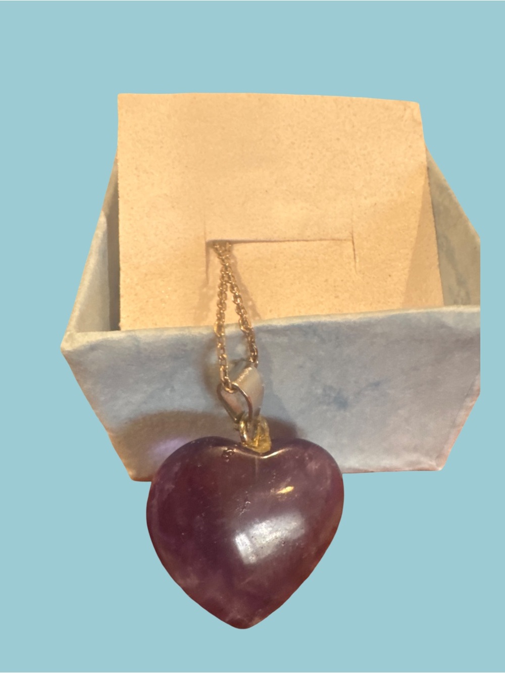 Amethyst Heart Pendant Necklace - Purple Gold Chain
